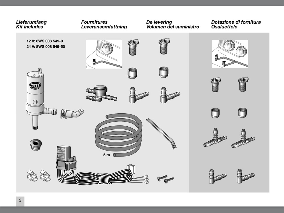 Scheinwerfer Reinigungs Anlage (SWRA) Xenon Nachrüst-Kit